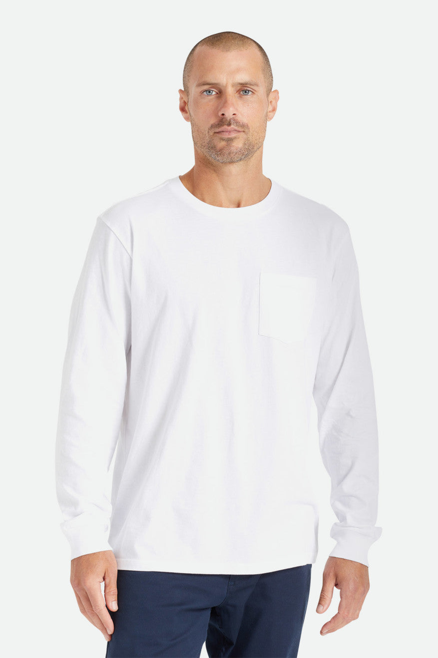 Αριστος ανδρικα Brixton Basic L/S Pocket ασπρα | 56970-XJRN