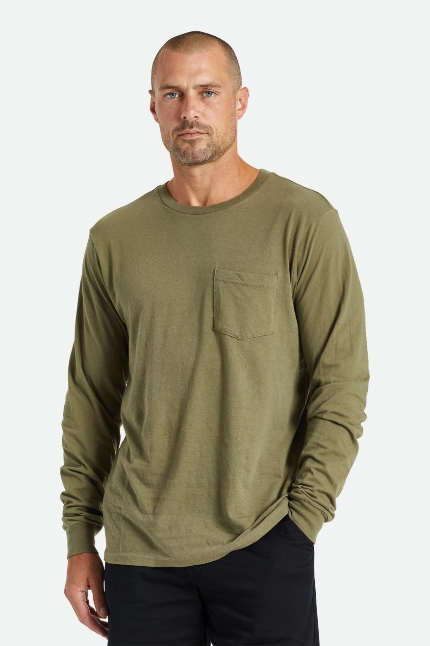 Αριστος ανδρικα Brixton Basic L/S Pocket Ελιά | 61390-MIOA