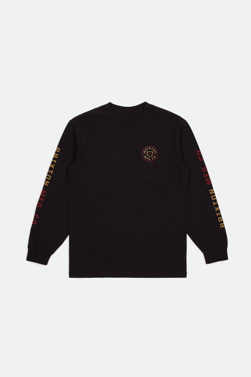 Αριστος ανδρικα Brixton Crest L/S Standard μαυρα κοκκινα ανοιχτο χρυσο χρωμα | 19074-SGVI