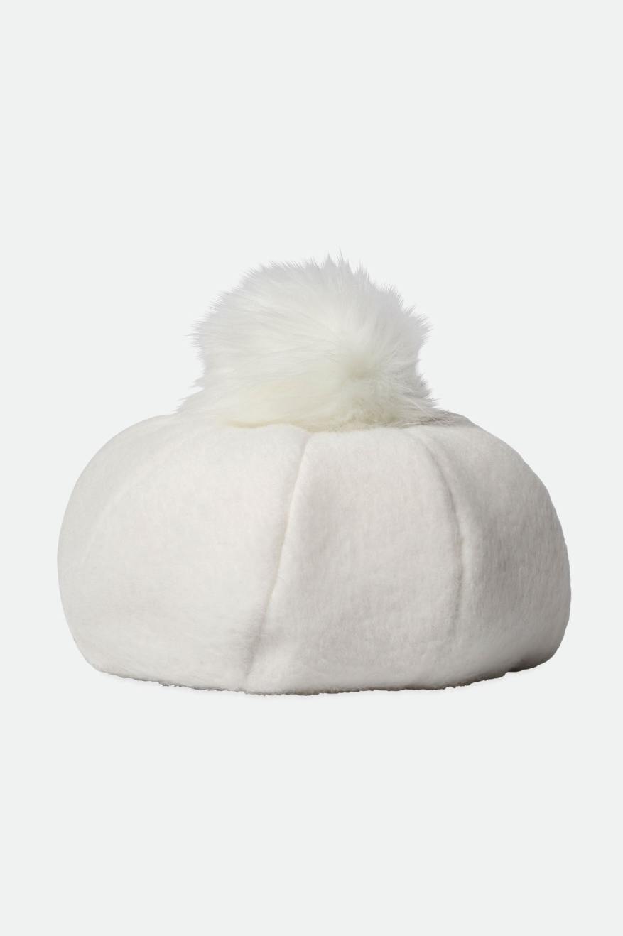 καπελα γυναικεια Brixton Natalie Oversized Pom Beret ασπρα | 58307-TIWC