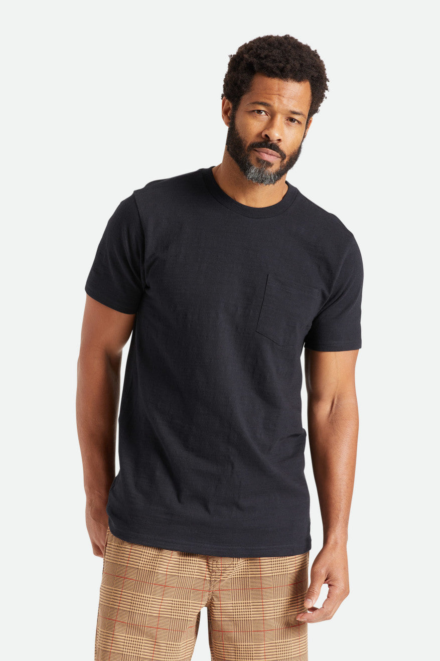 πλεκτά ανδρικα Brixton Basic Slub S/S Pocket μαυρα | 73615-CKHS