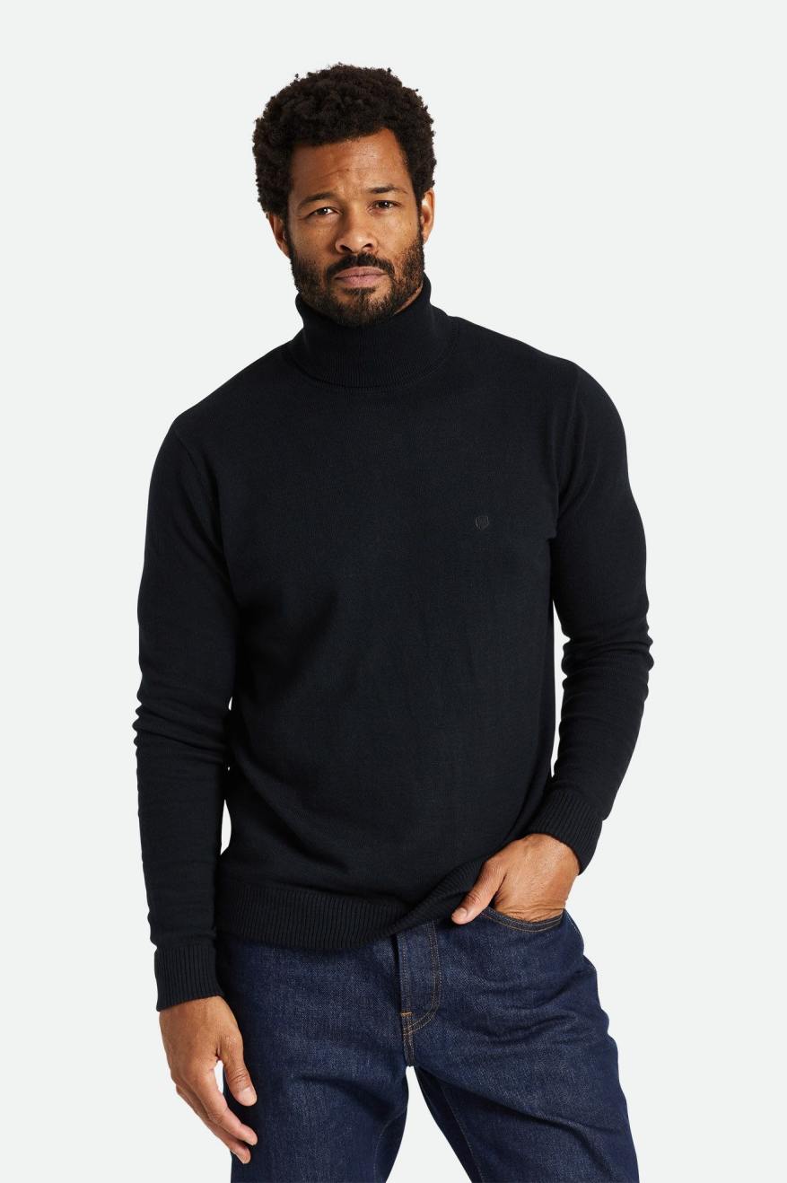 πλεκτά ανδρικα Brixton Reserve Cashmere L/S Turtleneck μαυρα | 82743-OHGJ