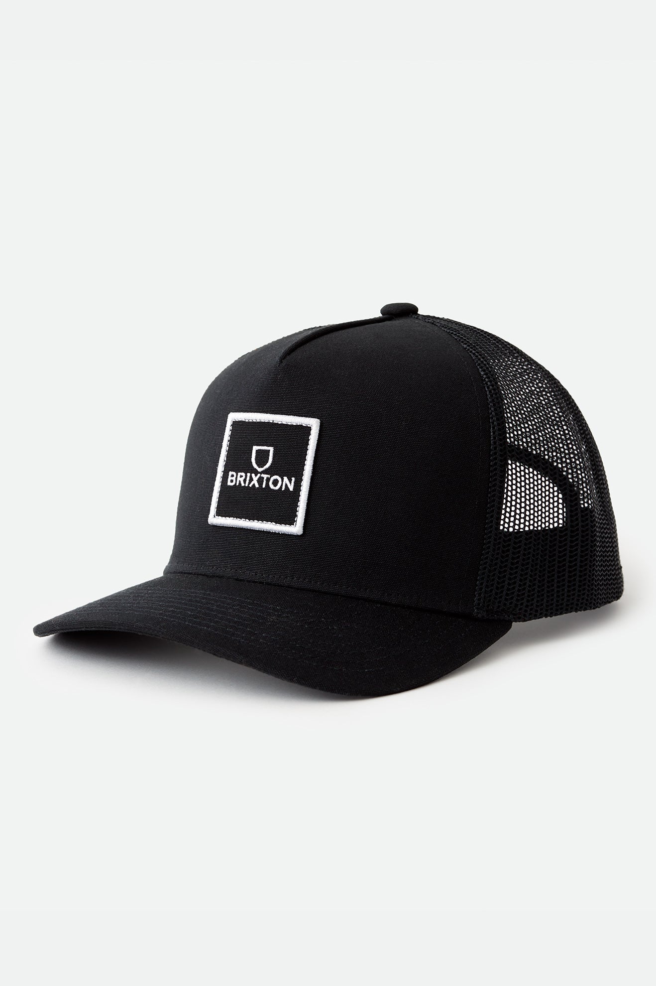 Caps ανδρικα Brixton Alpha Block NetPlus MP Trucker Hat μαυρα | 92607-WNGQ