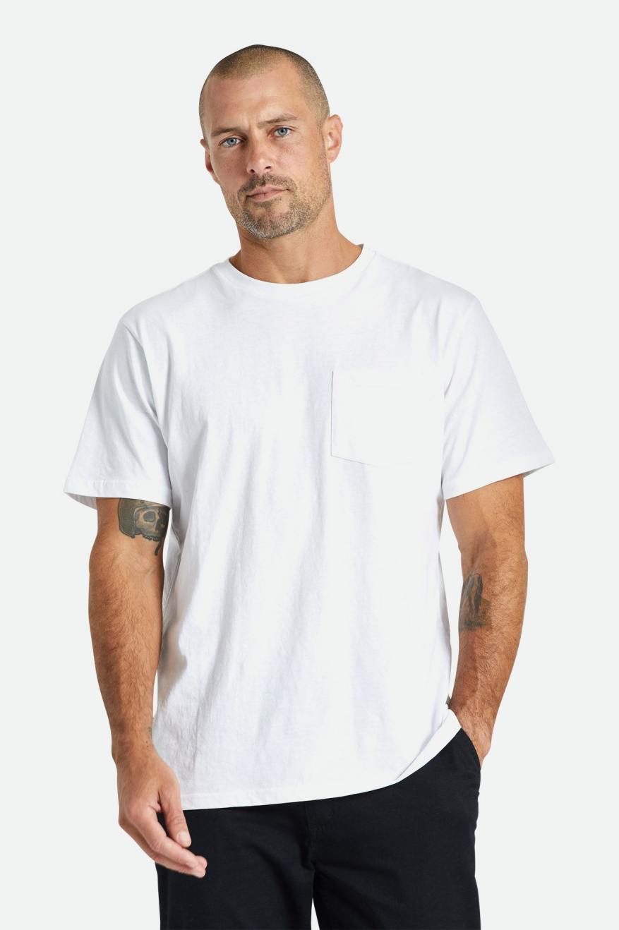 Αριστος ανδρικα Brixton Basic S/S Pocket ασπρα | 61745-PNEH