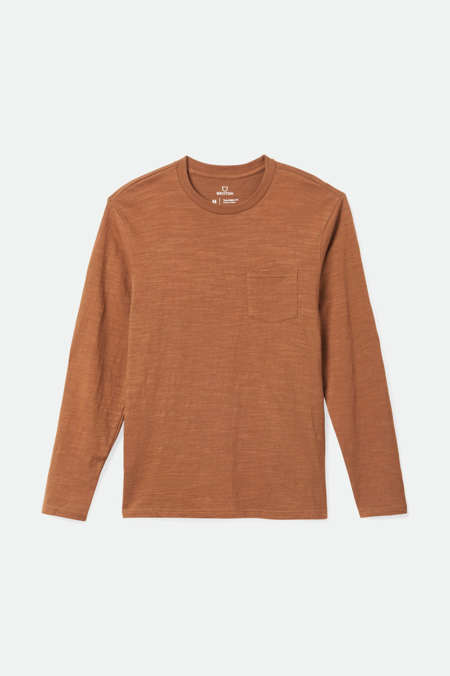 Αριστος ανδρικα Brixton Basic Slub L/S Pocket καφε | 61248-ENSB