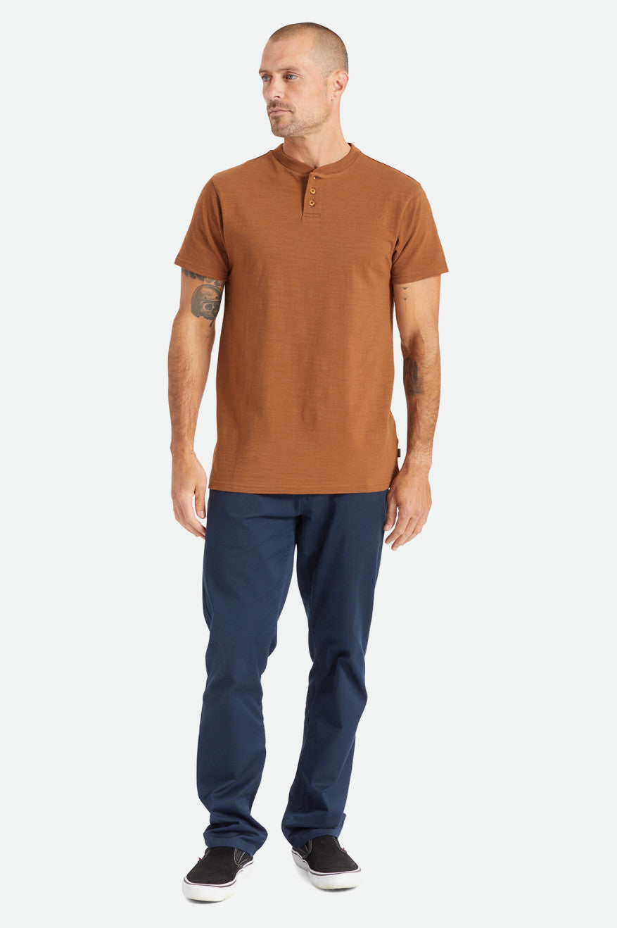 Αριστος ανδρικα Brixton Basic Slub S/S Henley καφε | 34129-XPUQ