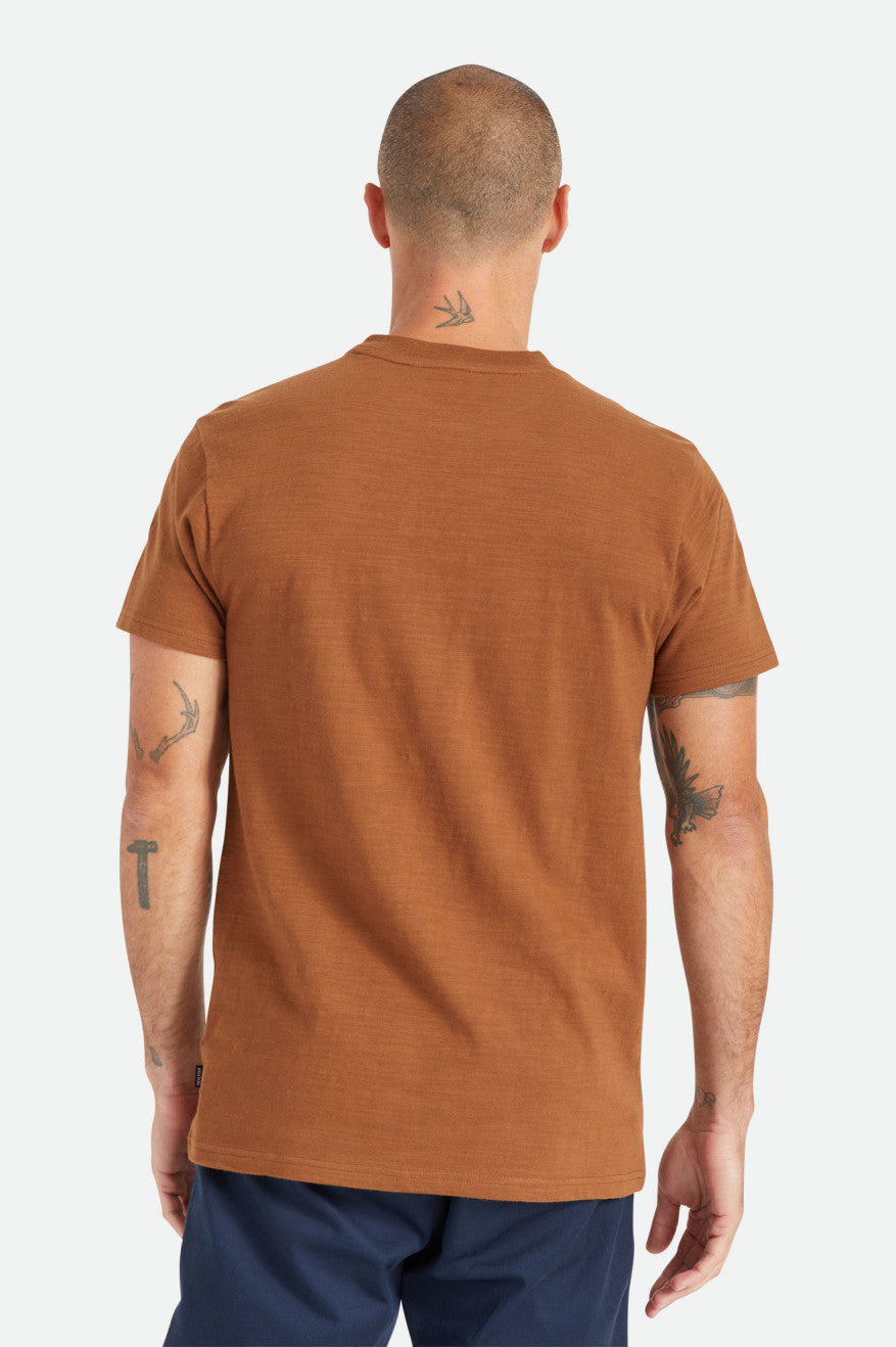 Αριστος ανδρικα Brixton Basic Slub S/S Henley καφε | 34129-XPUQ