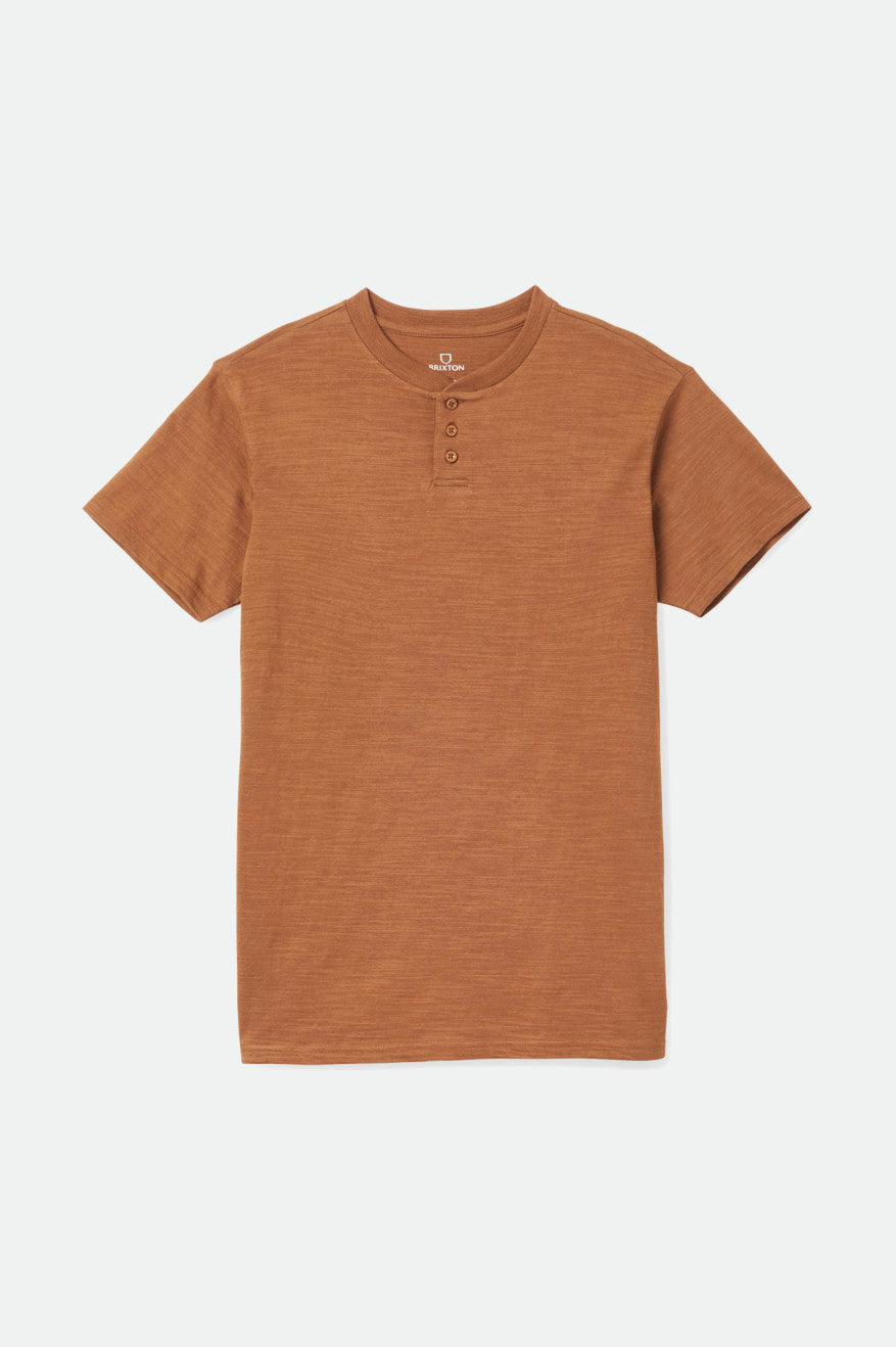 Αριστος ανδρικα Brixton Basic Slub S/S Henley καφε | 34129-XPUQ