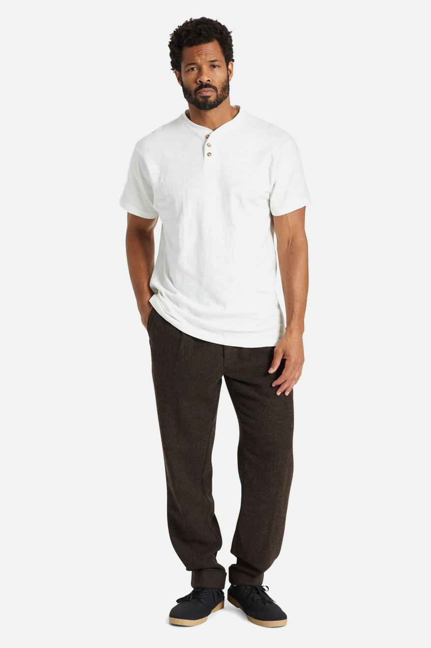 Αριστος ανδρικα Brixton Basic Slub S/S Henley ασπρα | 53728-QPXZ