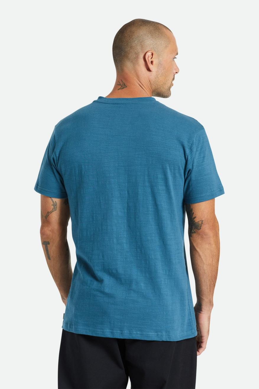 Αριστος ανδρικα Brixton Basic Slub S/S Henley τυρκουάζ | 93276-VHXB