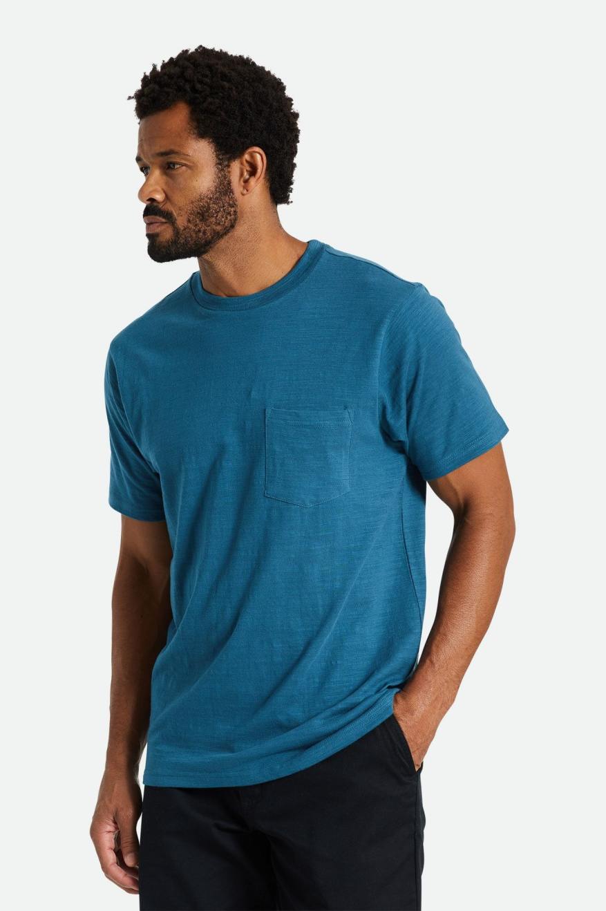 Αριστος ανδρικα Brixton Basic Slub S/S Pocket τυρκουάζ | 24390-XLZY