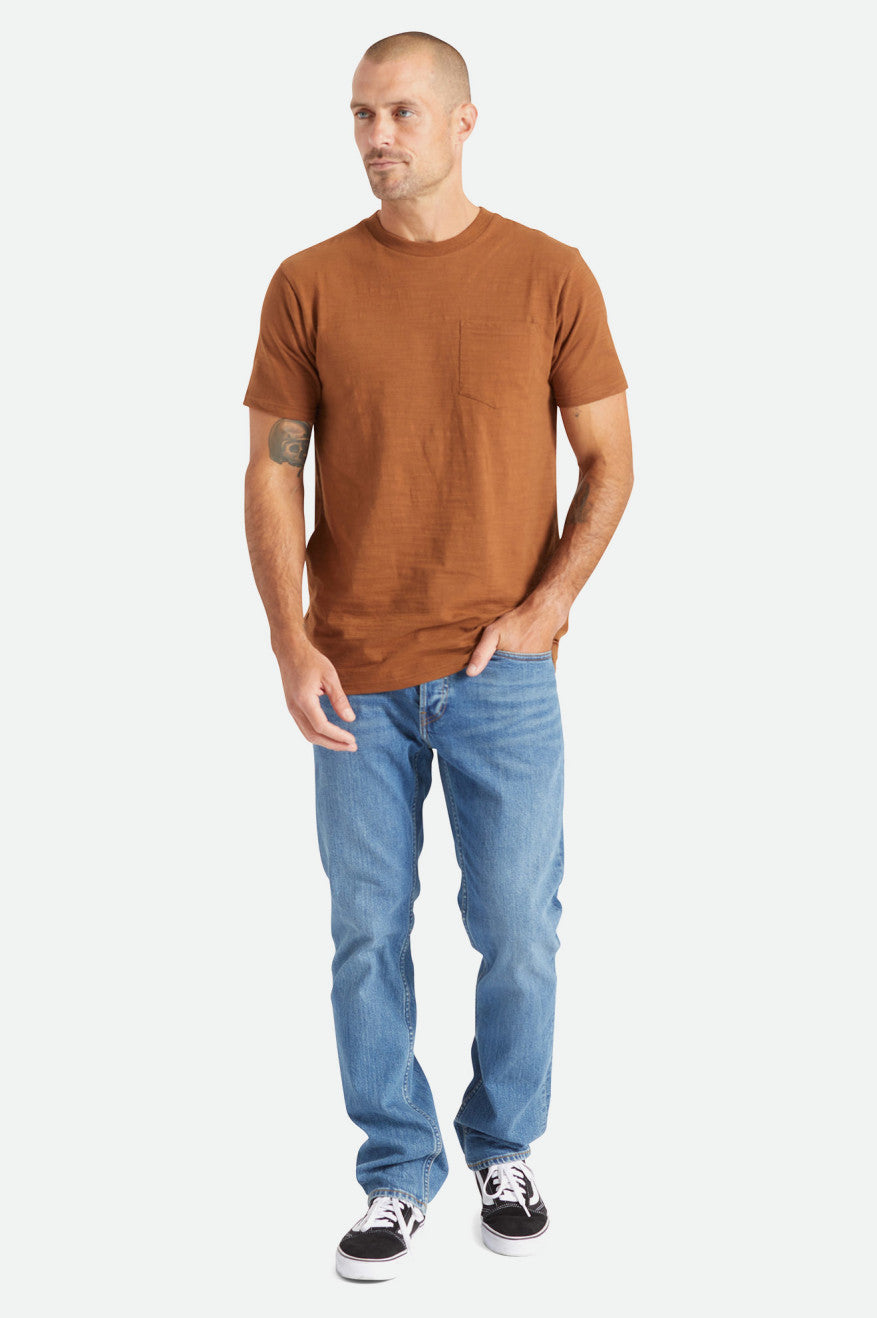 Αριστος ανδρικα Brixton Basic Slub S/S Pocket καφε | 37816-KZLC