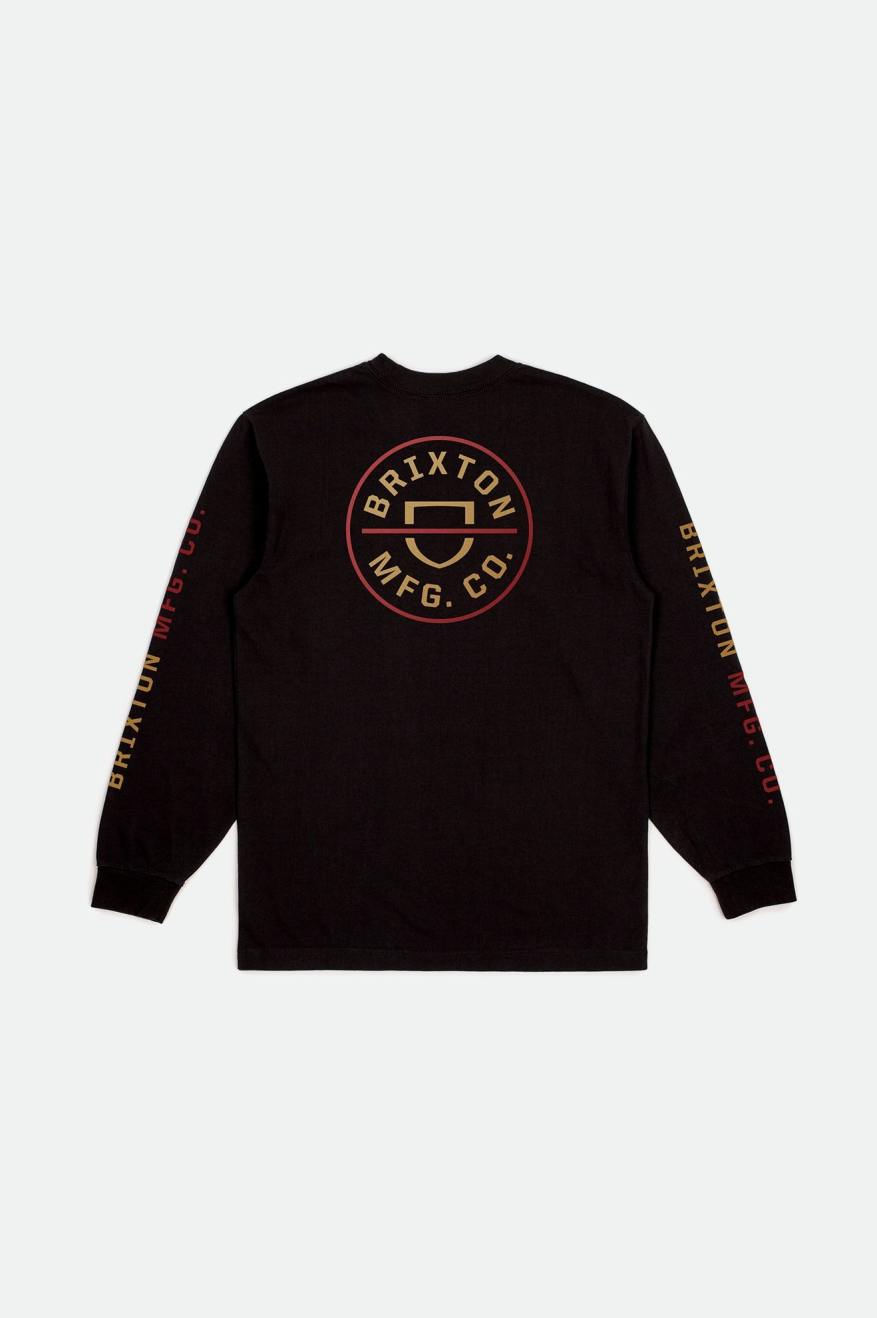 Αριστος ανδρικα Brixton Crest L/S Standard μαυρα κοκκινα ανοιχτο χρυσο χρωμα | 19074-SGVI