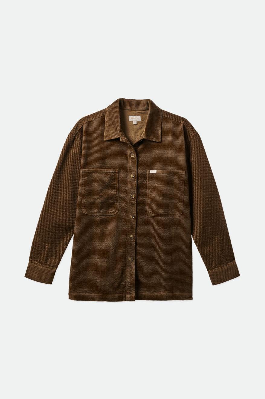 Αριστος γυναικεια Brixton Dundee Corduroy Overshirt καφε | 58614-ODMG