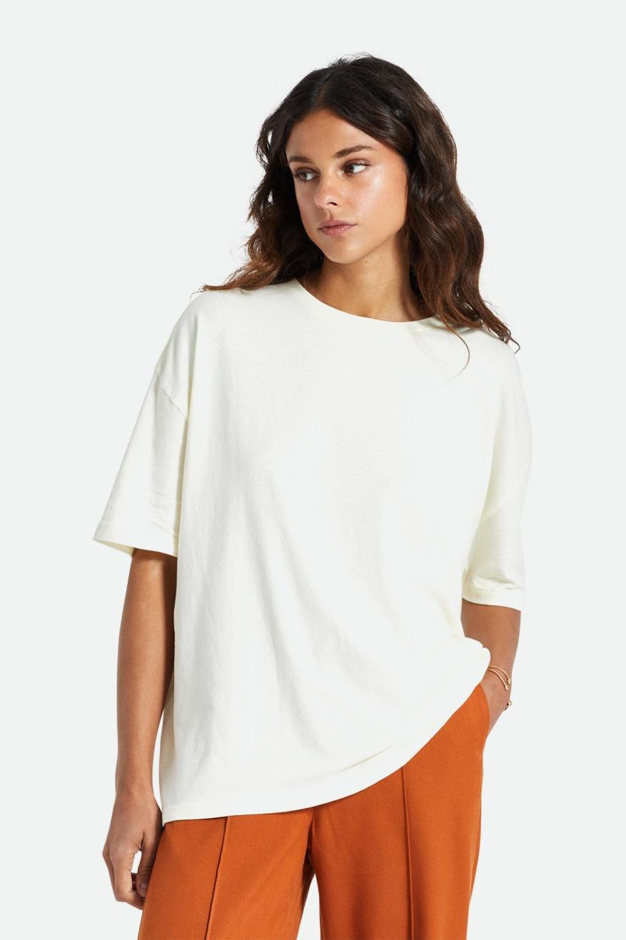 Αριστος γυναικεια Brixton Oversized Boyfriend Tee ασπρα | 71296-BWOX