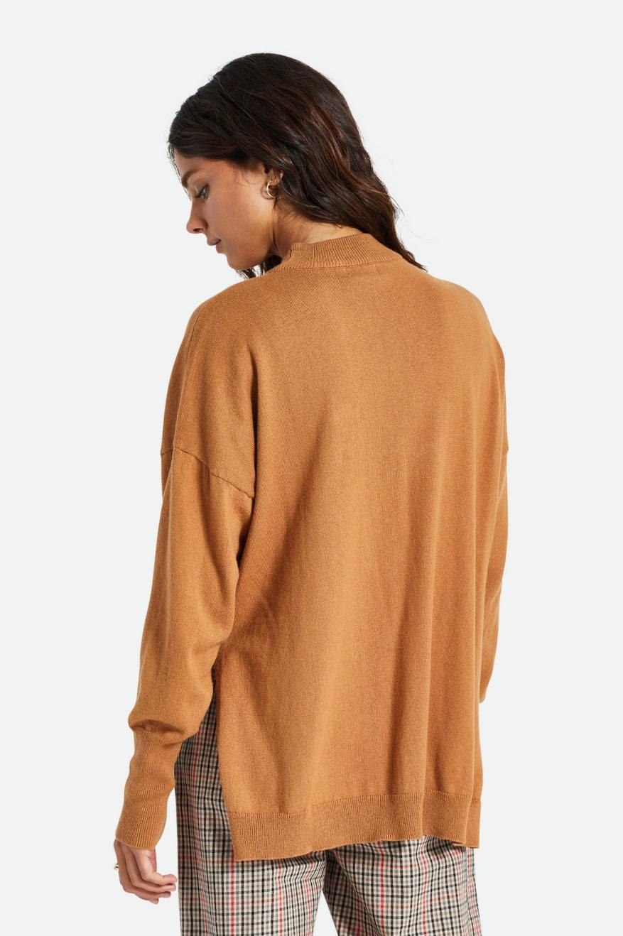 Πουλόβερ γυναικεια Brixton Reserve Oversized Cashmere καφε | 01498-OLRA