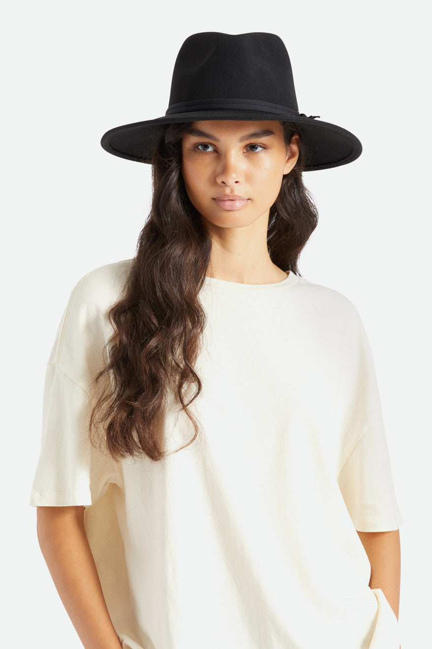 καπελα γυναικεια Brixton Joanna Felt Packable Hat μαυρα | 68201-CPAH