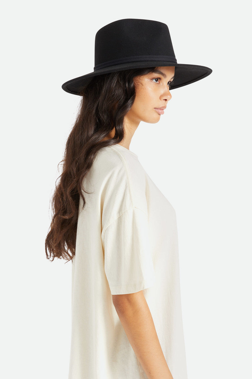 καπελα γυναικεια Brixton Joanna Felt Packable Hat μαυρα | 68201-CPAH