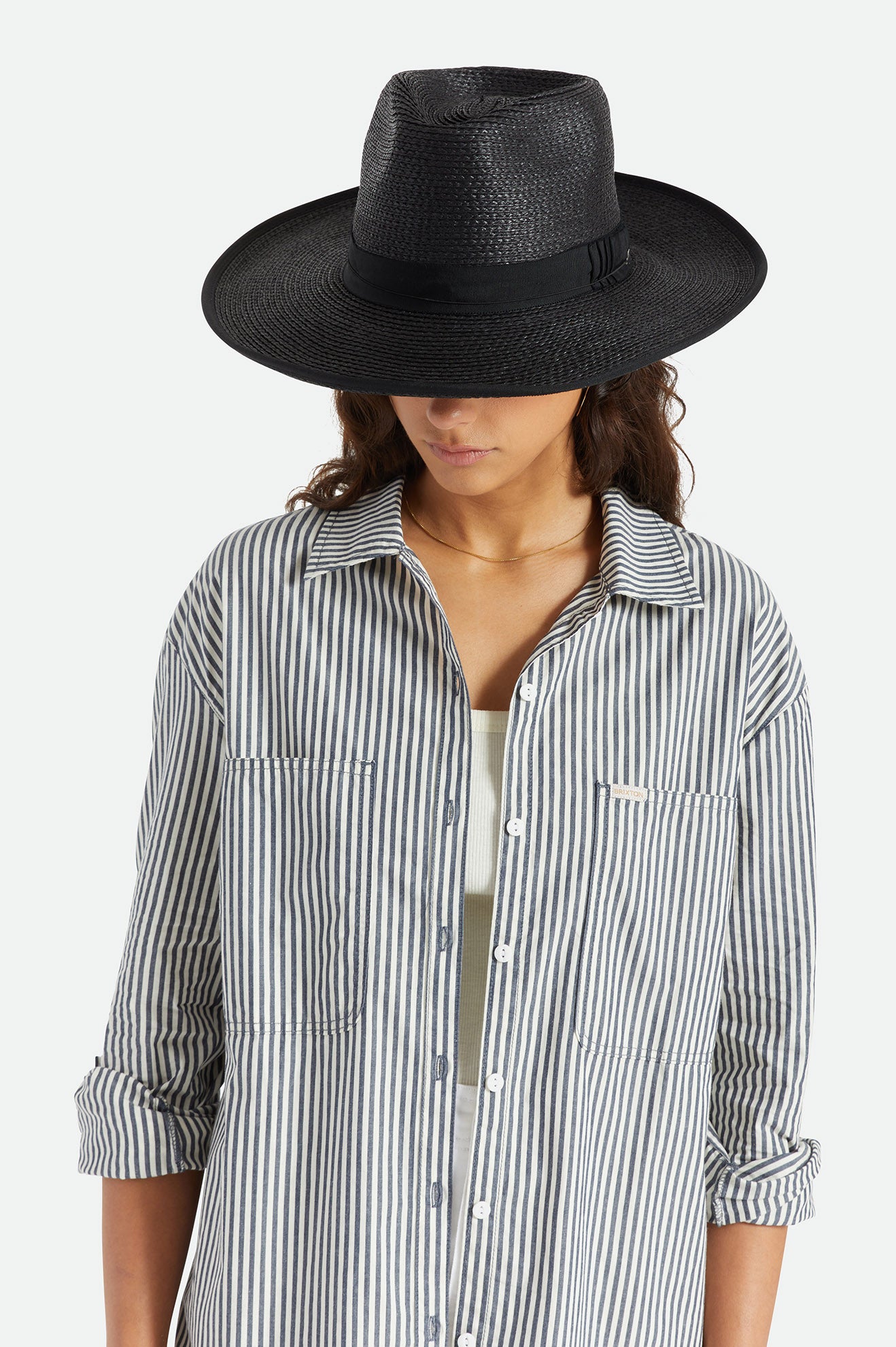 καπελα γυναικεια Brixton Reno Straw Hat μαυρα | 03784-PUGD