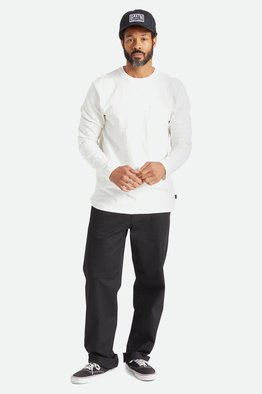 πλεκτά ανδρικα Brixton Basic Slub L/S Pocket ασπρα | 25603-BIME