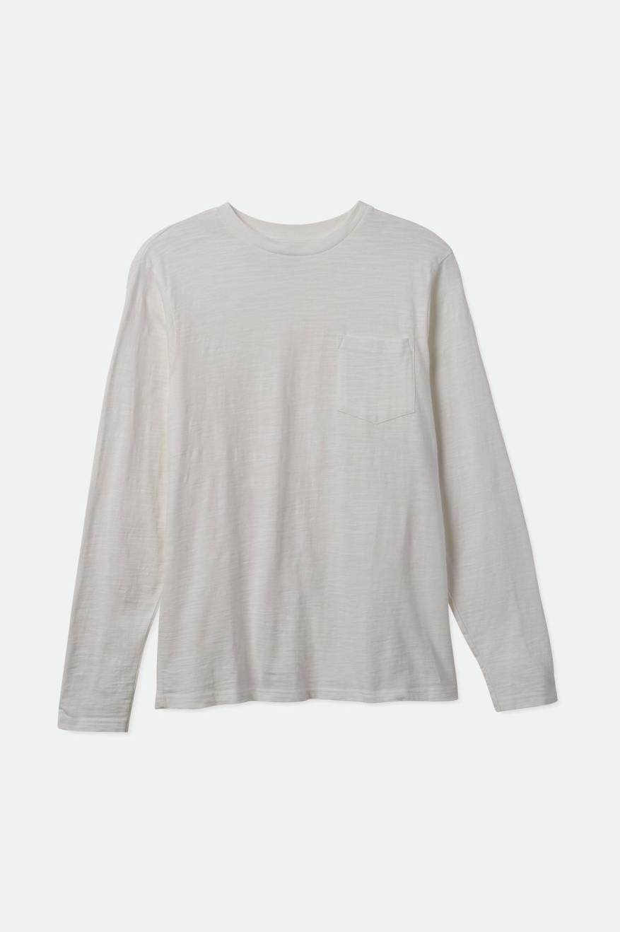 πλεκτά ανδρικα Brixton Basic Slub L/S Pocket ασπρα | 25603-BIME