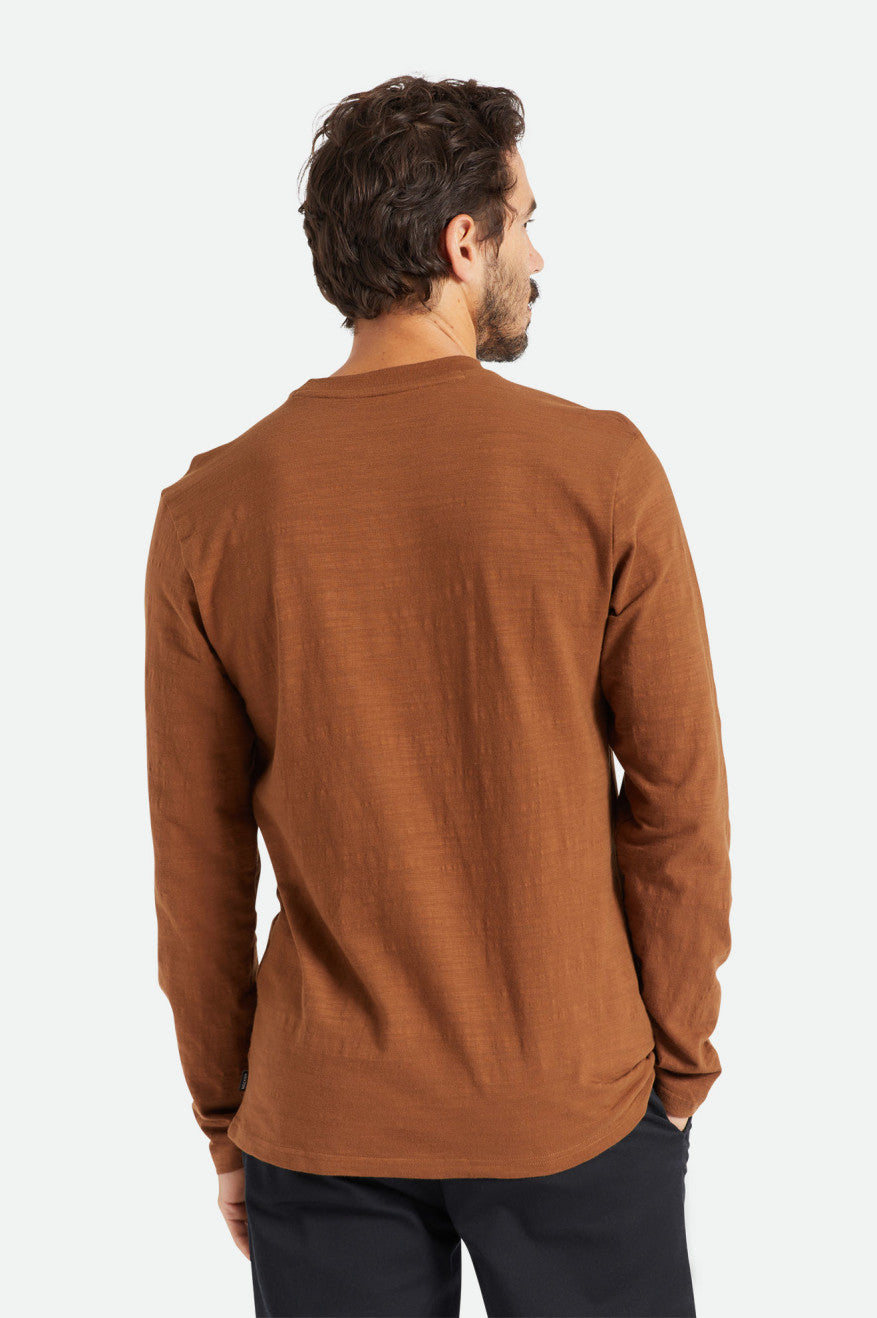 πλεκτά ανδρικα Brixton Basic Slub L/S Pocket καφε | 57498-YVIW