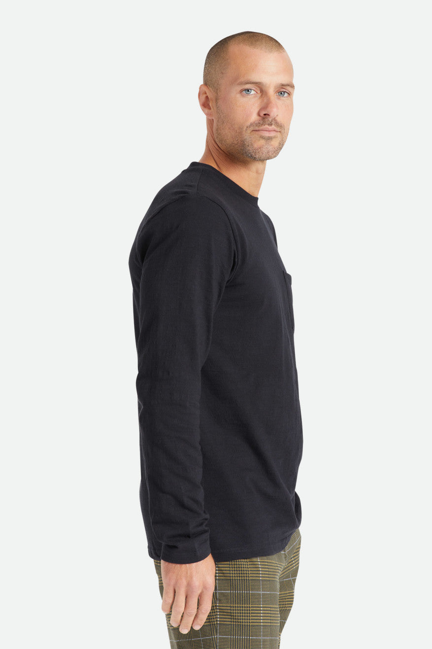 πλεκτά ανδρικα Brixton Basic Slub L/S Pocket μαυρα | 58102-PECL