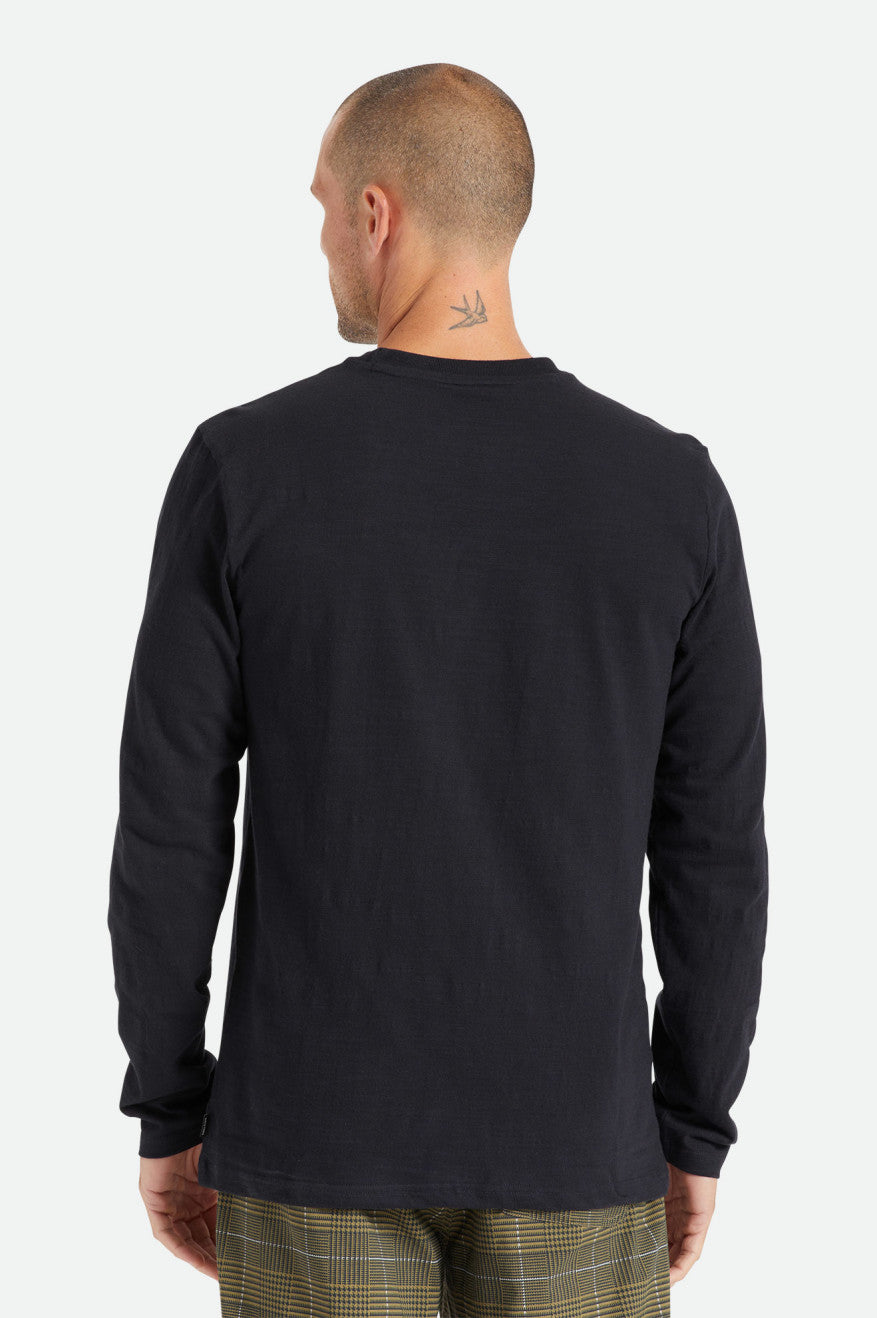 πλεκτά ανδρικα Brixton Basic Slub L/S Pocket μαυρα | 58102-PECL