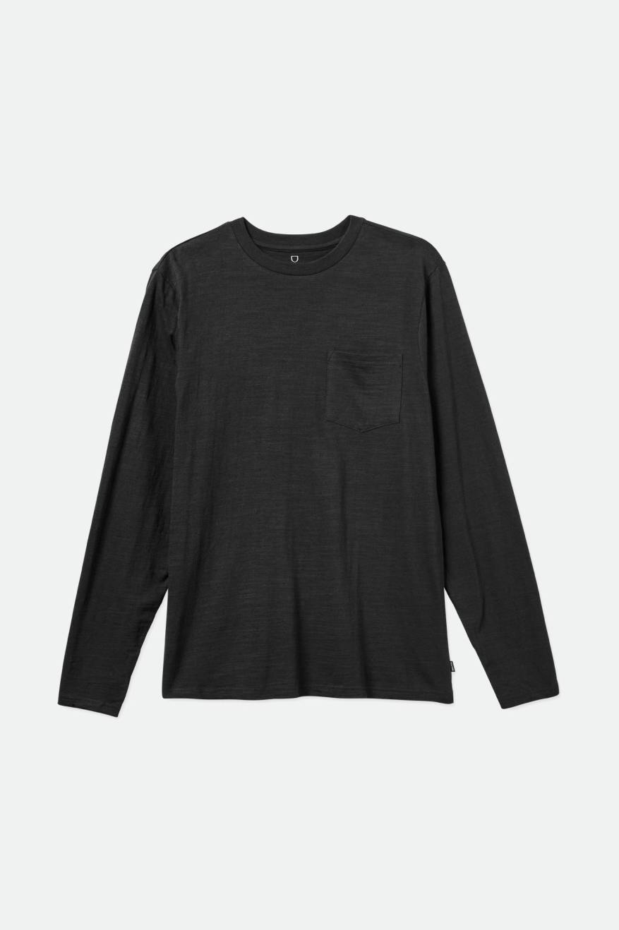 πλεκτά ανδρικα Brixton Basic Slub L/S Pocket μαυρα | 58102-PECL