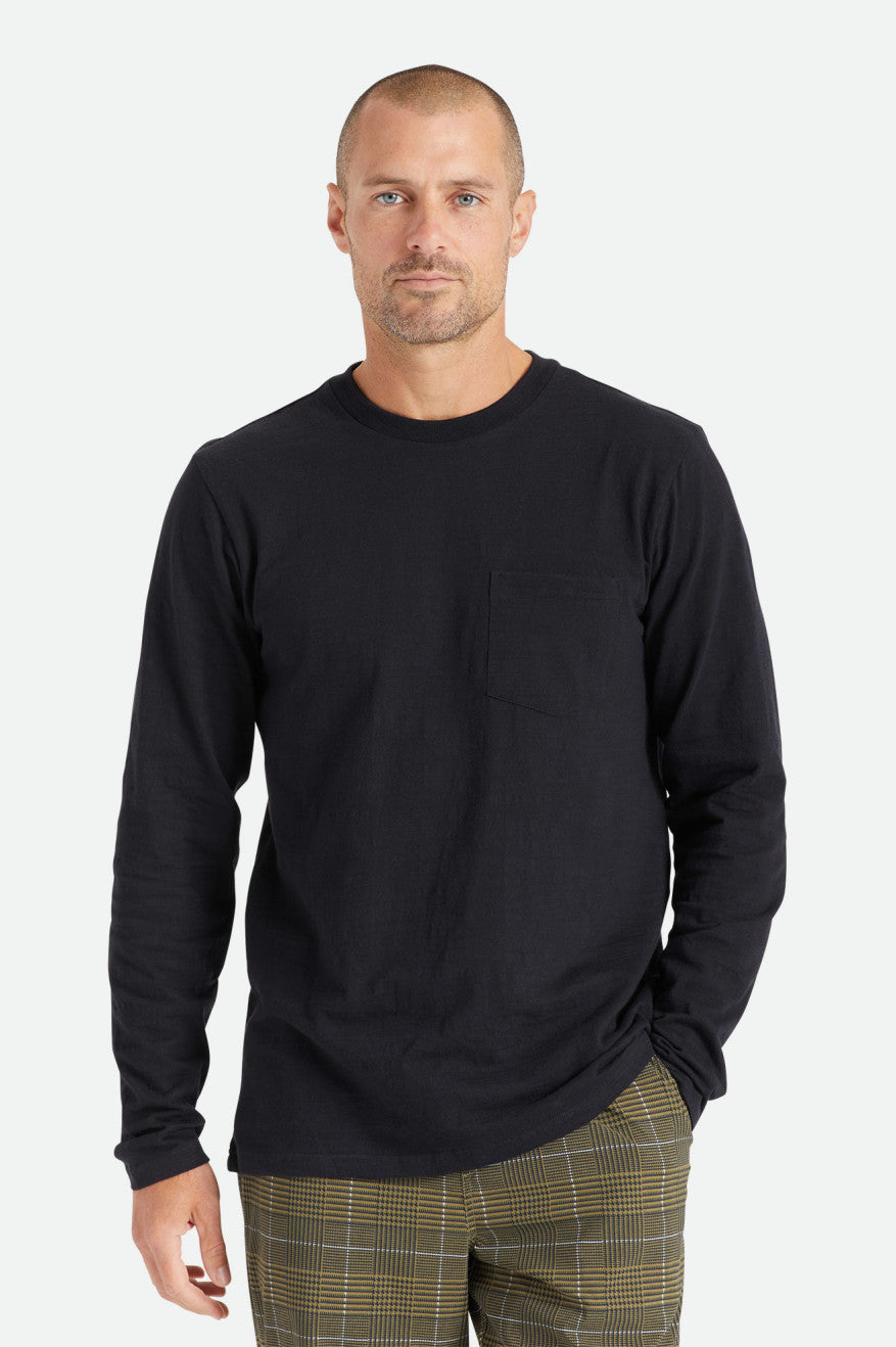 πλεκτά ανδρικα Brixton Basic Slub L/S Pocket μαυρα | 58102-PECL