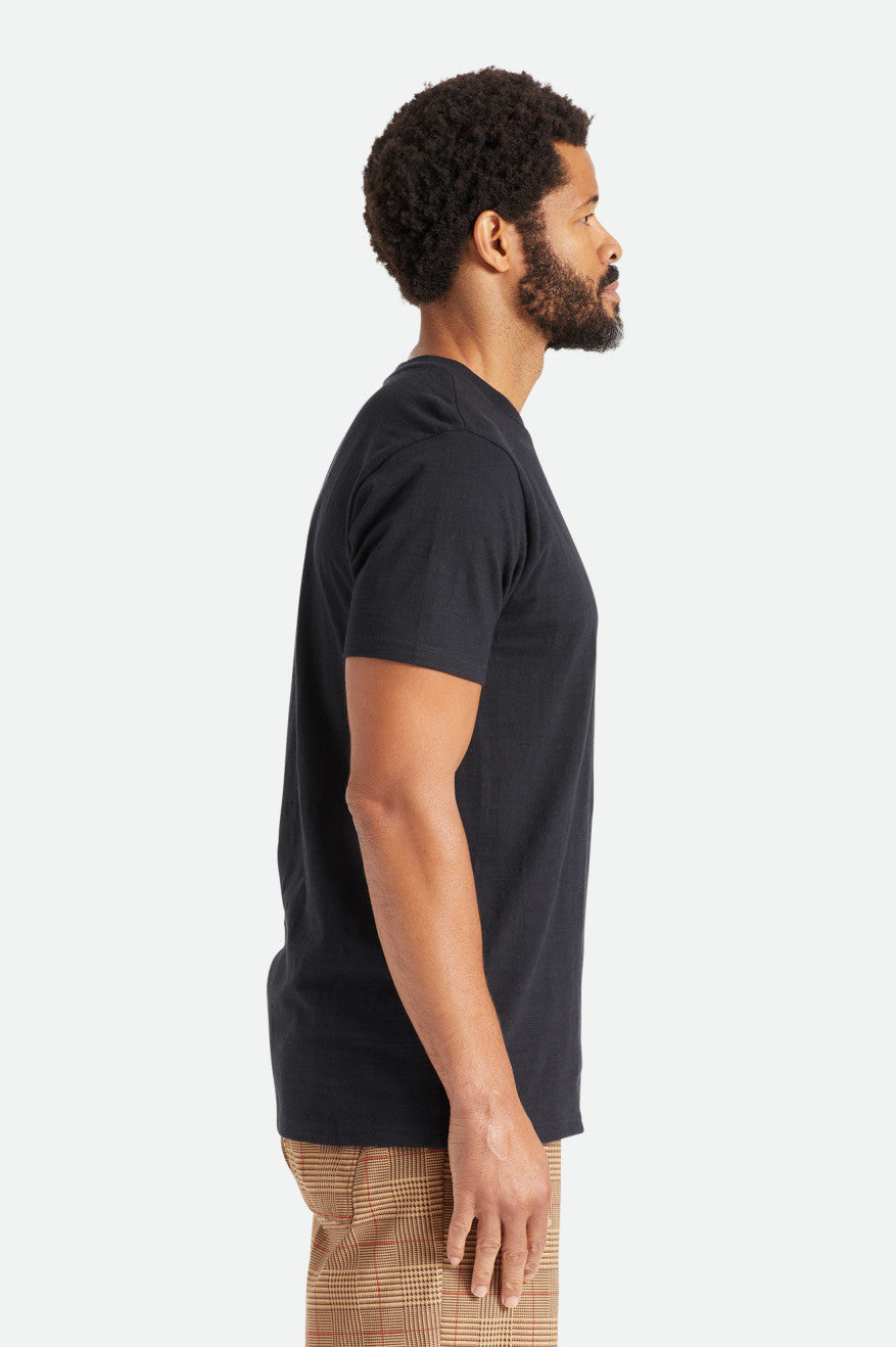 πλεκτά ανδρικα Brixton Basic Slub S/S Pocket μαυρα | 73615-CKHS