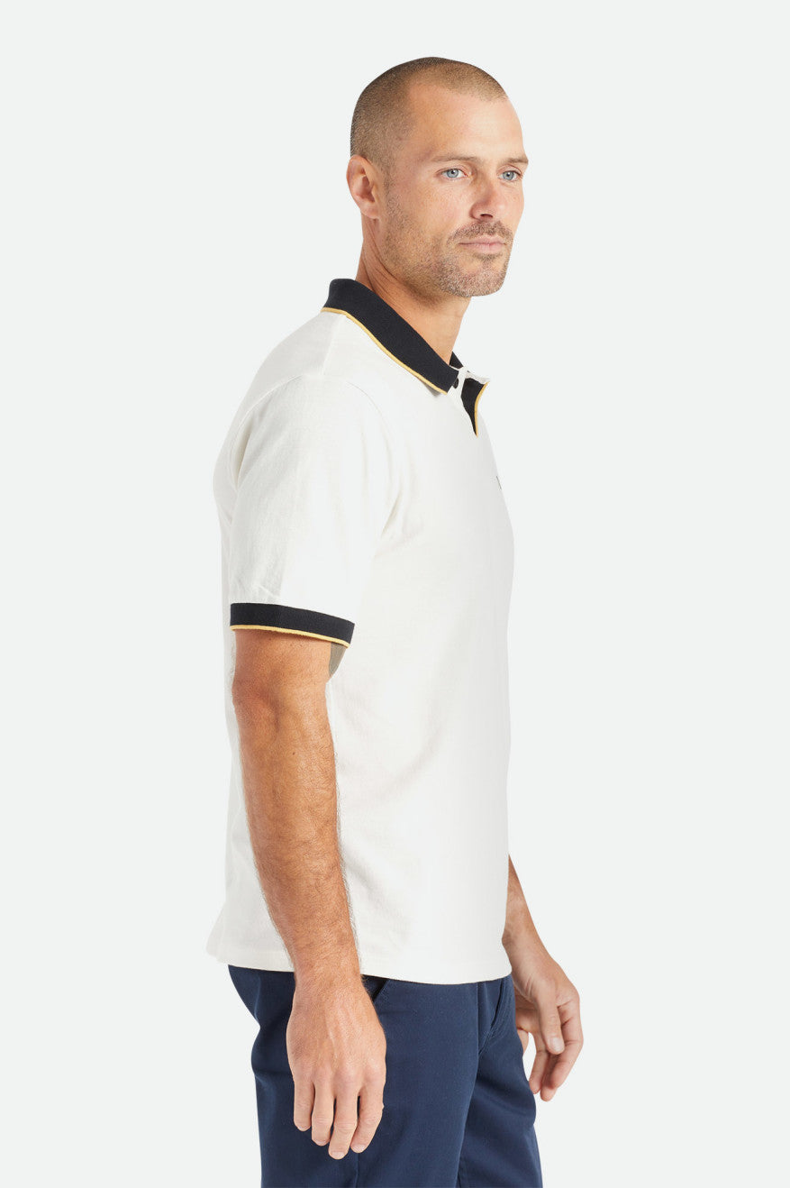 πλεκτά ανδρικα Brixton Proper S/S Polo ασπρα μαυρα | 42156-MTQV