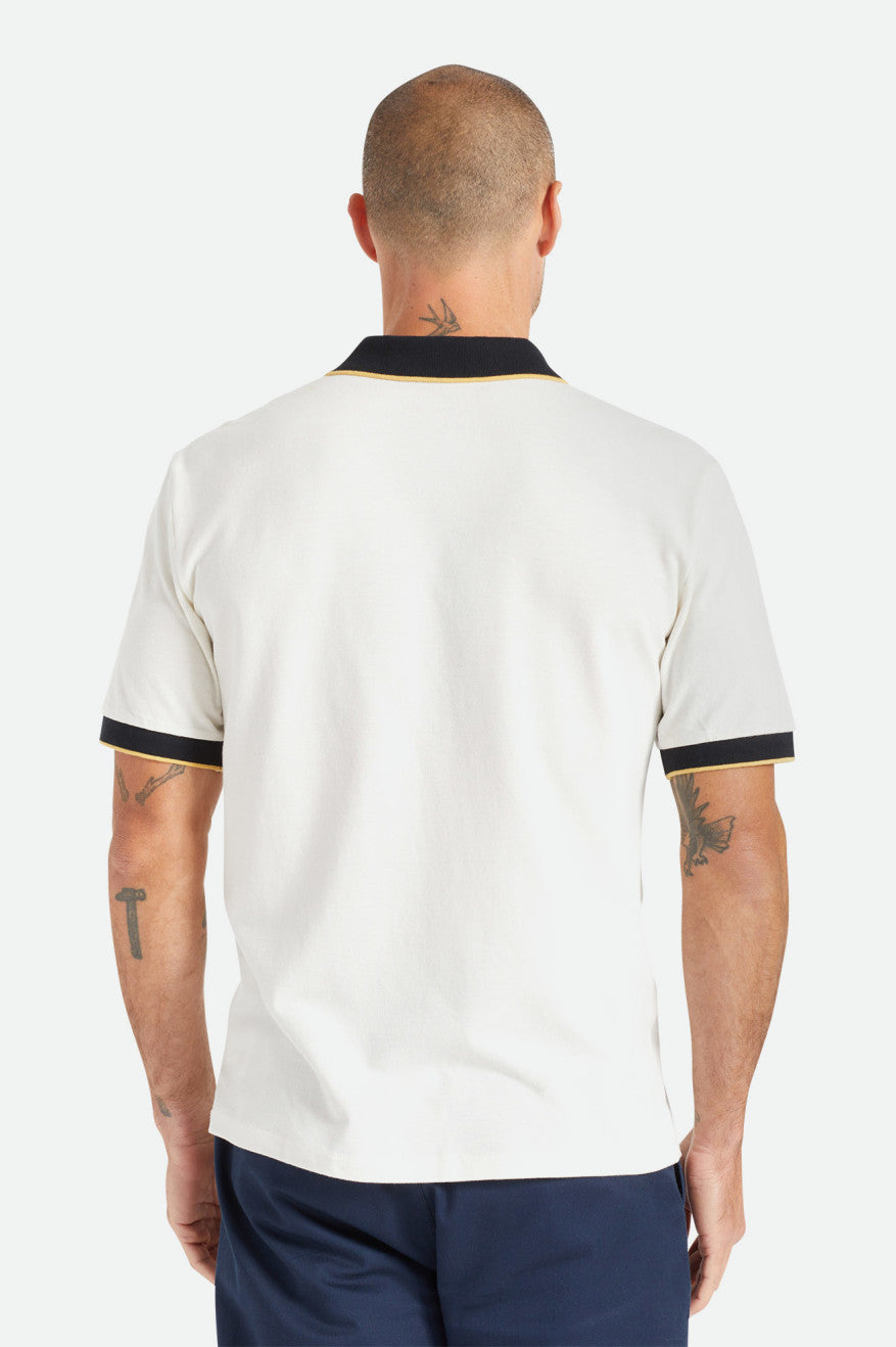 πλεκτά ανδρικα Brixton Proper S/S Polo ασπρα μαυρα | 42156-MTQV