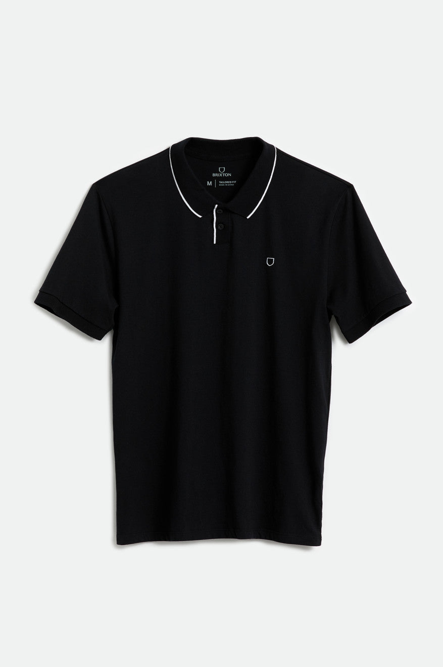 πλεκτά ανδρικα Brixton Proper S/S Polo μαυρα ασπρα | 58706-KECS