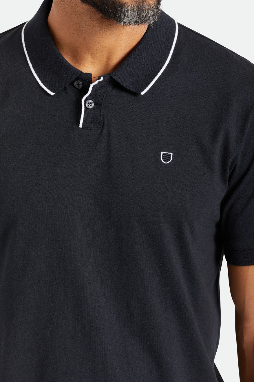 πλεκτά ανδρικα Brixton Proper S/S Polo μαυρα | 85963-BOIS