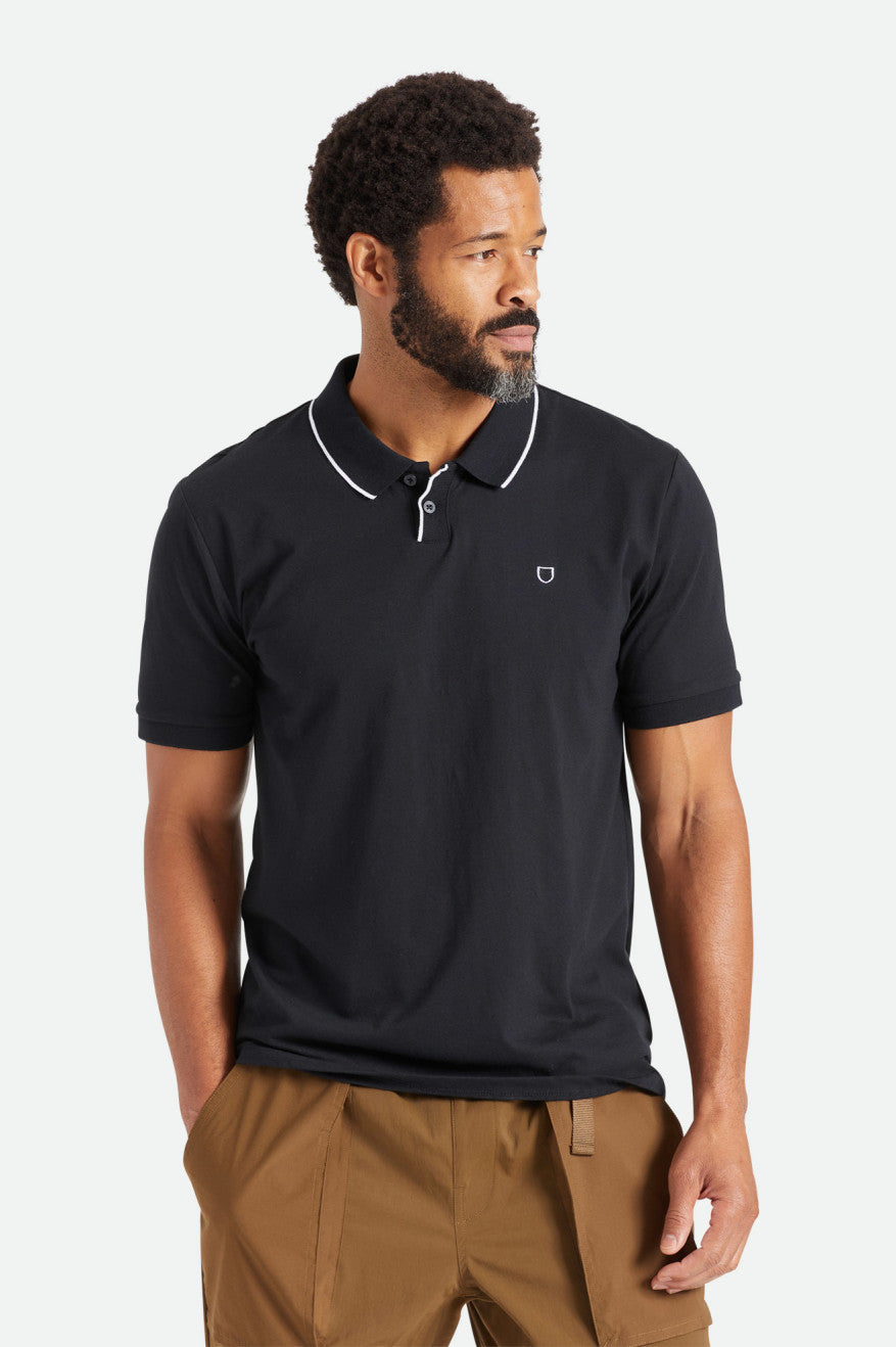 πλεκτά ανδρικα Brixton Proper S/S Polo μαυρα | 85963-BOIS