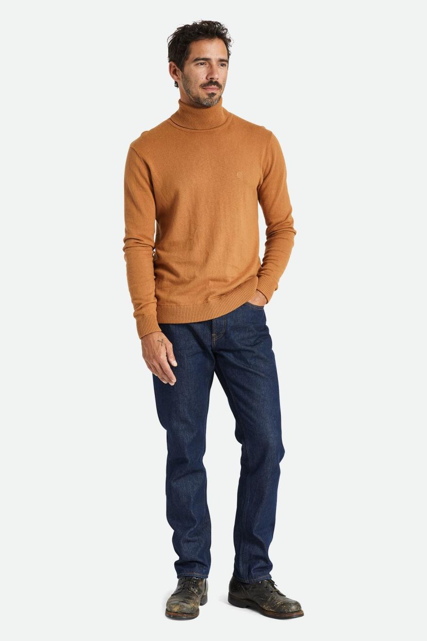 πλεκτά ανδρικα Brixton Reserve Cashmere L/S Turtleneck καφε | 61834-UXKC