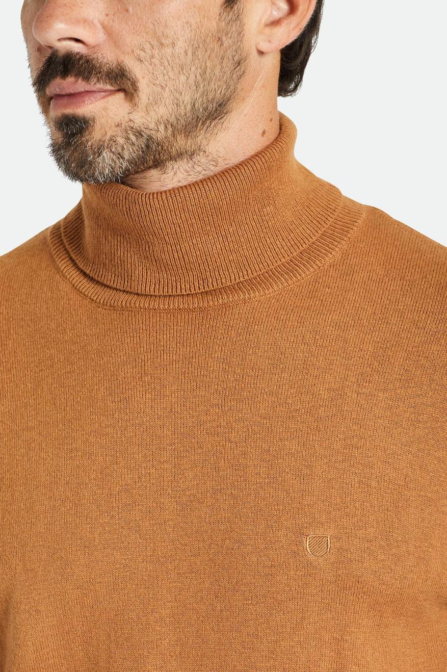 πλεκτά ανδρικα Brixton Reserve Cashmere L/S Turtleneck καφε | 61834-UXKC