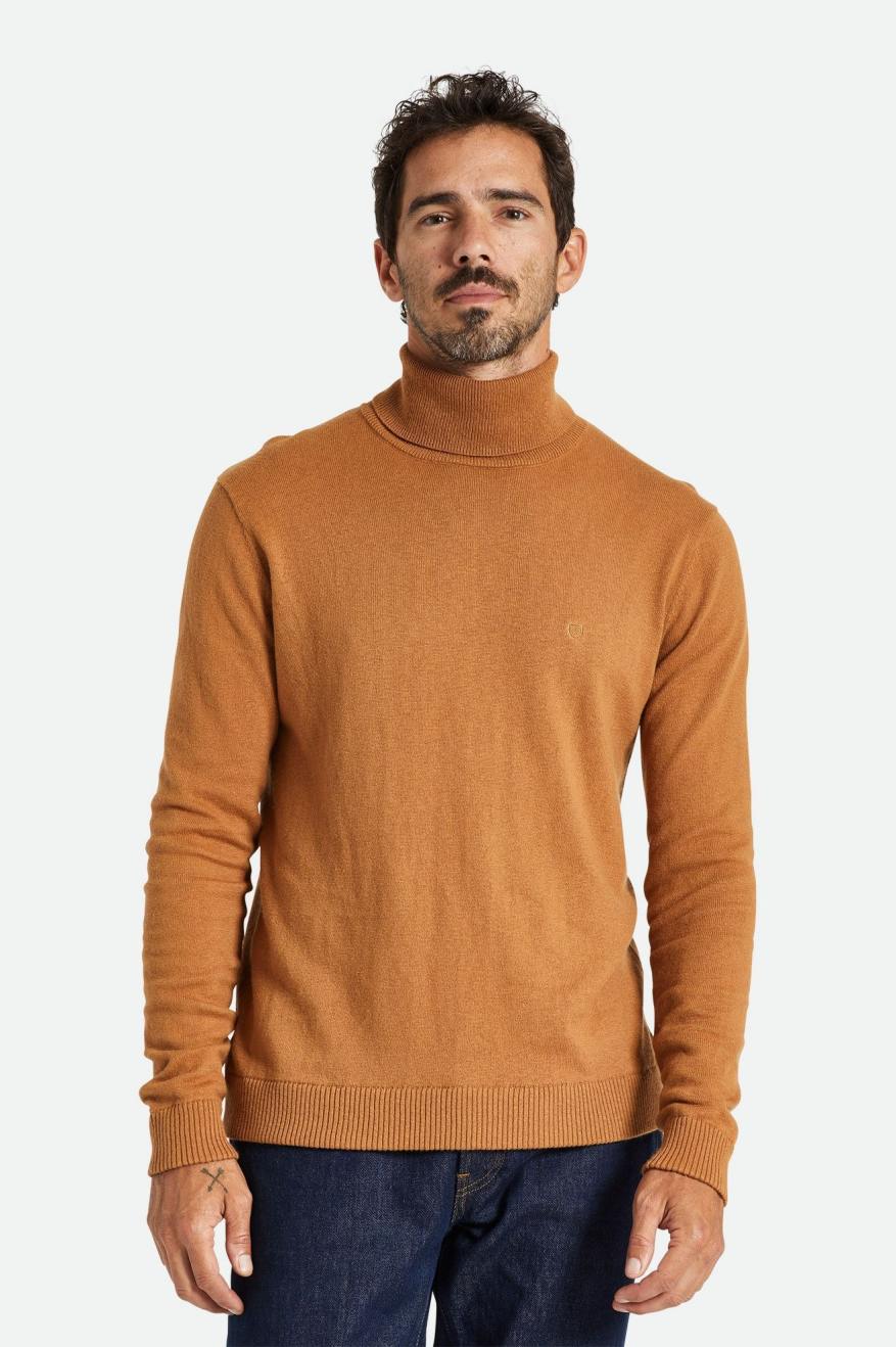 πλεκτά ανδρικα Brixton Reserve Cashmere L/S Turtleneck καφε | 61834-UXKC