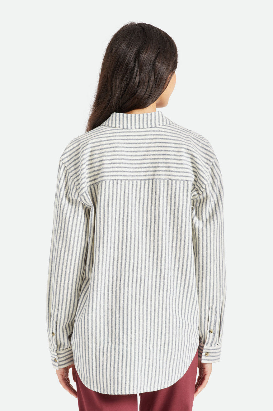 φανελένιες μπλούζες γυναικεια Brixton Bowery Boyfriend L/S Stripes | 48357-GSLX