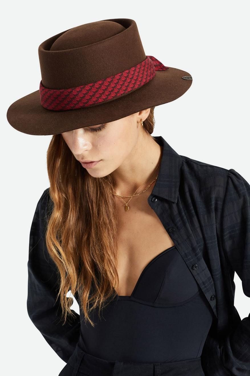 φεντόρας γυναικεια Brixton Fender Jaguar Contour Fedora καφε | 05824-BIHL