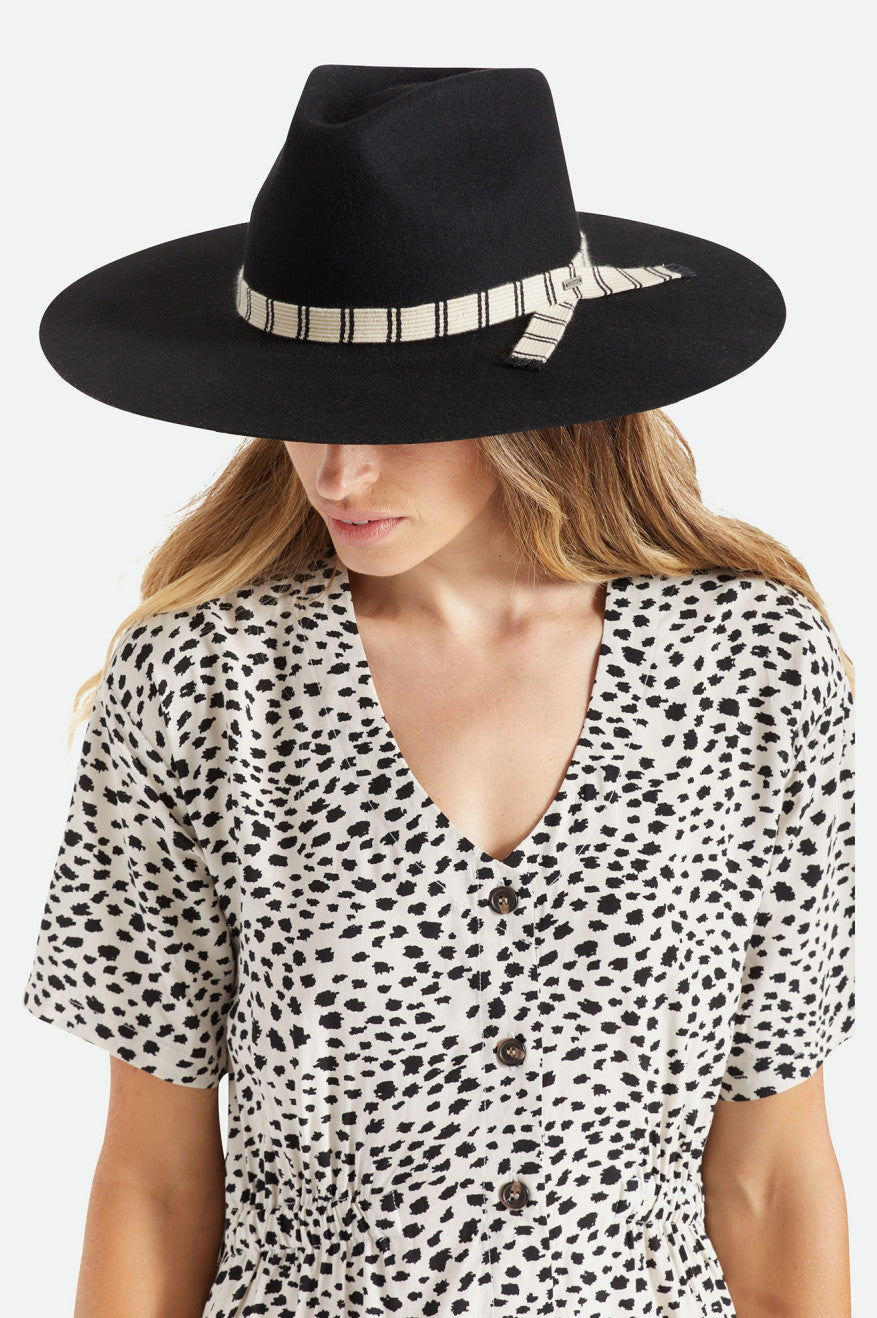 φεντόρας γυναικεια Brixton Leigh Felt Fedora μαυρα | 74318-ULJD