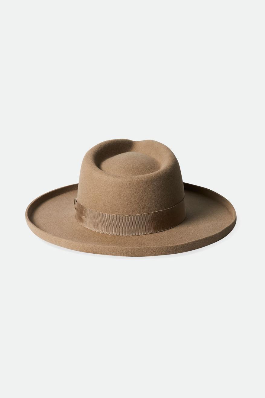 φεντόρας γυναικεια Brixton Victoria Felt Fedora καφε | 47625-HIFW