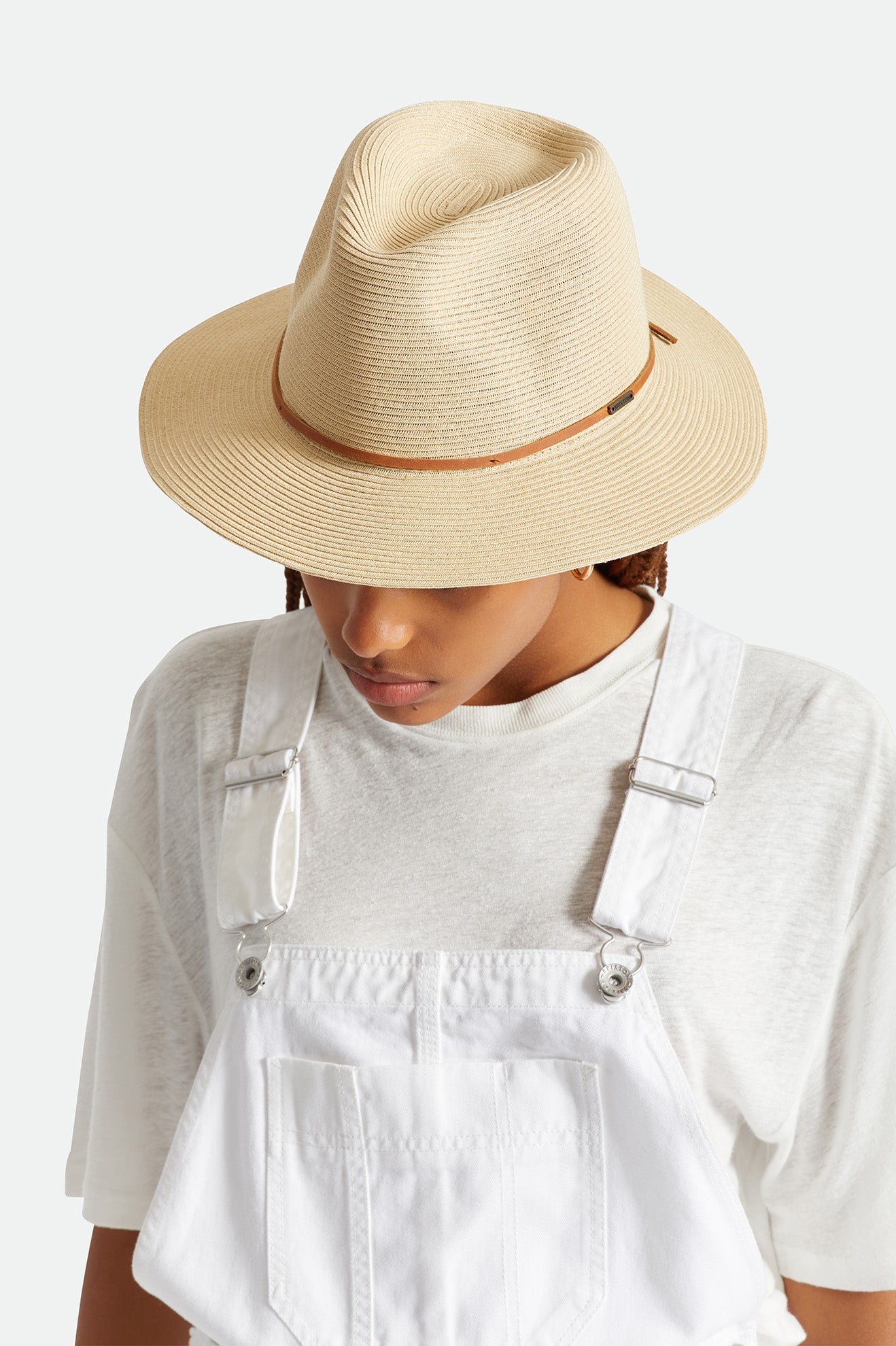 φεντόρας γυναικεια Brixton Wesley Straw Packable Fedora καφε | 31097-MDCK