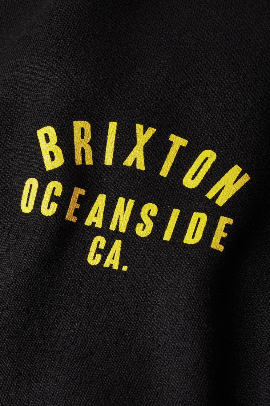 φουτερ με κουκουλα ανδρικα Brixton Woodburn Oceanside Fleece μαυρα χρυσο χρωμα | 38924-DZEF