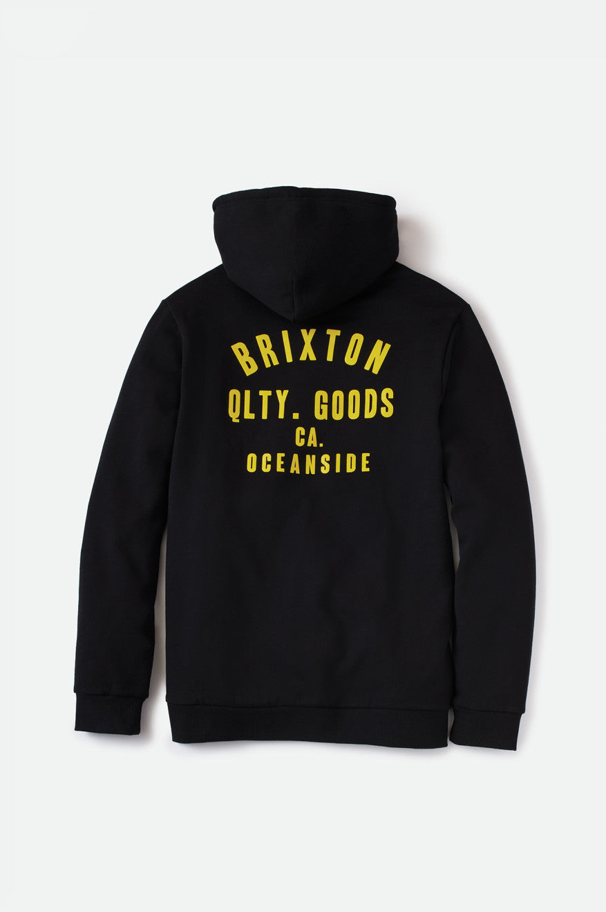 φουτερ με κουκουλα ανδρικα Brixton Woodburn Oceanside Fleece μαυρα χρυσο χρωμα | 38924-DZEF